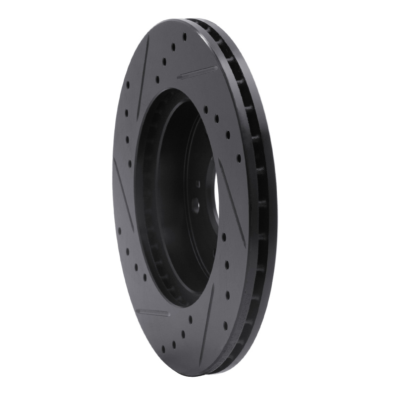 Acura RSX Brake Rotor (1) - Front Right - R1 Concepts - Drilled & Slotted - Black - `02-`15